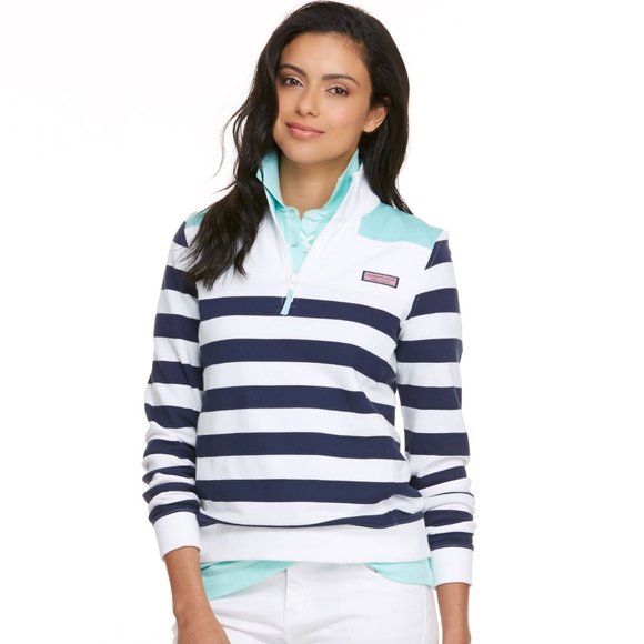 Vineyard Vines Tops - Vineyard Vines Stripe Shep Half Zip Shirt